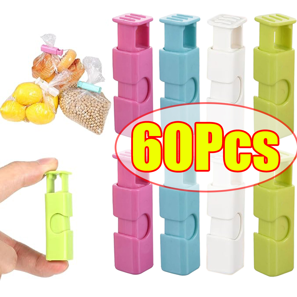 Food Storage Zip Lock Bags - 1-60Pcs Food Sealing Bag Clip Snack