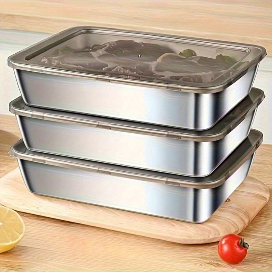 6pcs(3 Boxes+ 3 Lids) Stainles - Storage Food Prep recension och pris