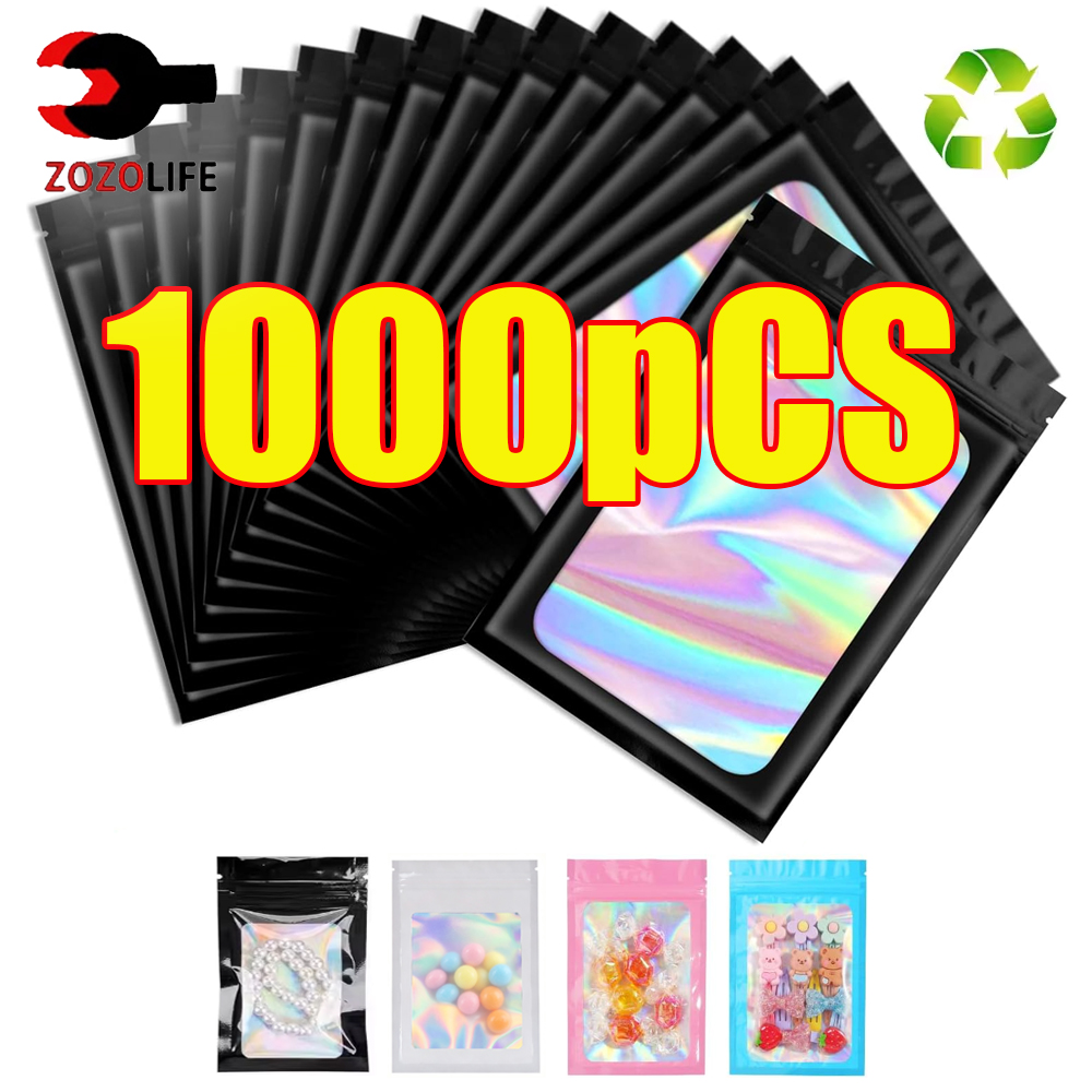 10-1000Pcs Holographic Ziplock - Food Storage Zip Lock Bags recension och pris