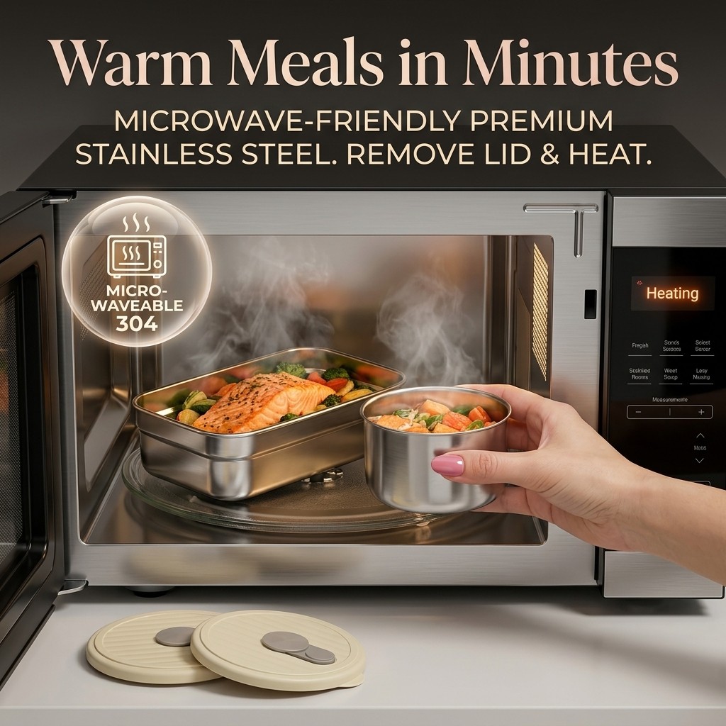 Microwave Safe 304 Stainless S - Storage Food Prep recension och pris