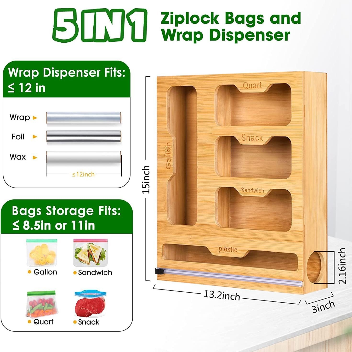 Bamboo Ziplock Food Bag Holder - Food Storage Zip Lock Bags recension och pris